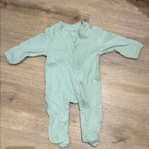 Soft Mint Green Footed Baby organic cotton onesie.